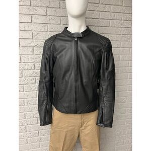 FieldSheer Black Men Armored Leather Motorcycle Jacket Size 14 Unisex